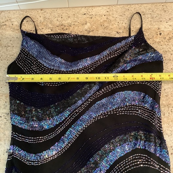 Blue and Black Beaded Sequins Dress Size 14 Pullover by Oasis - Picture 7 of 8
